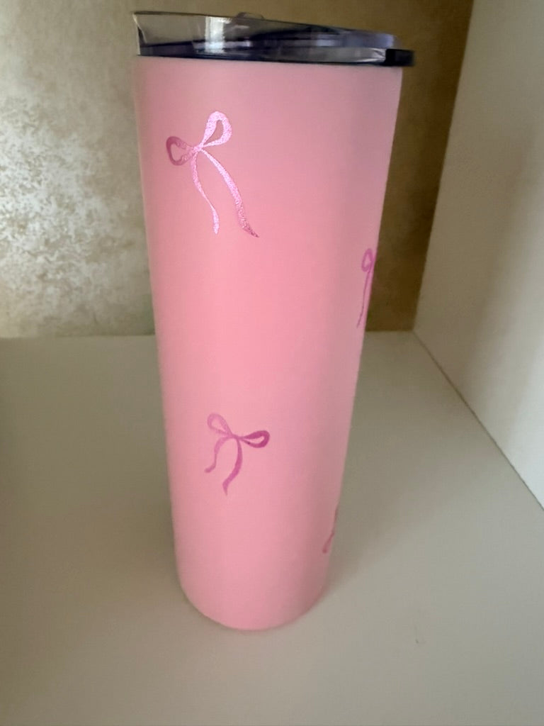 Pink Glitter bow with custom name
