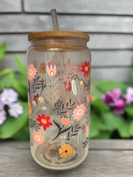 Flowers Glass Cup