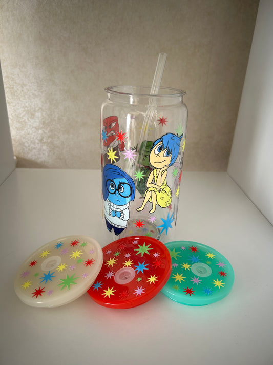 16oz Acrylic Tumbler with Yellow Cap & Emotion Characters